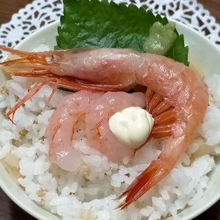 マヨネーズ＊わさびが美味しい☆甘海老の丼～♪